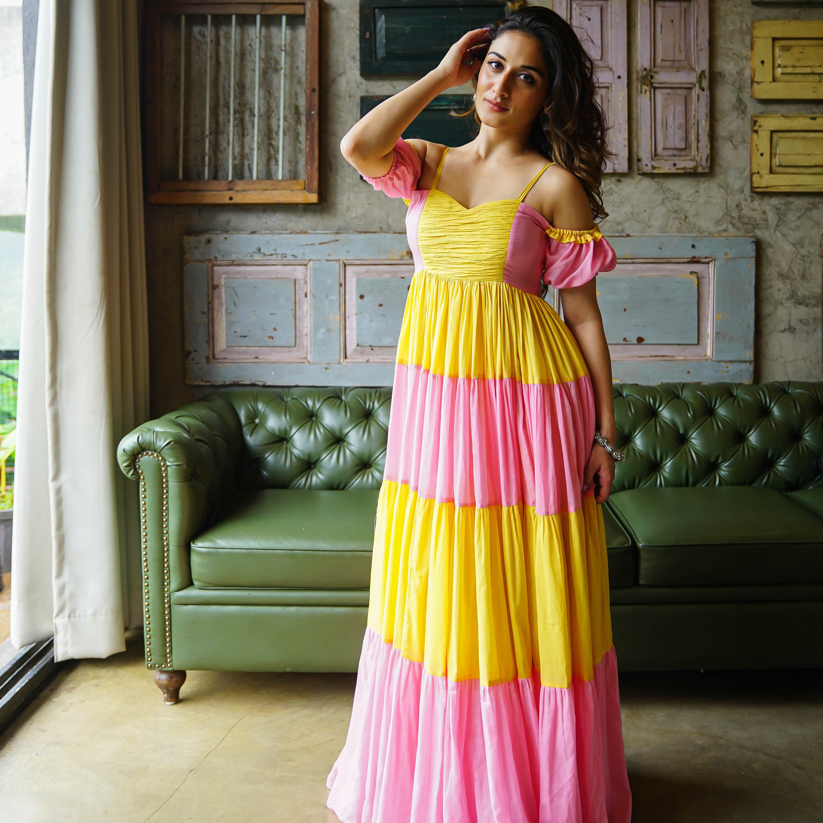 Tiered cotton maxi dress 