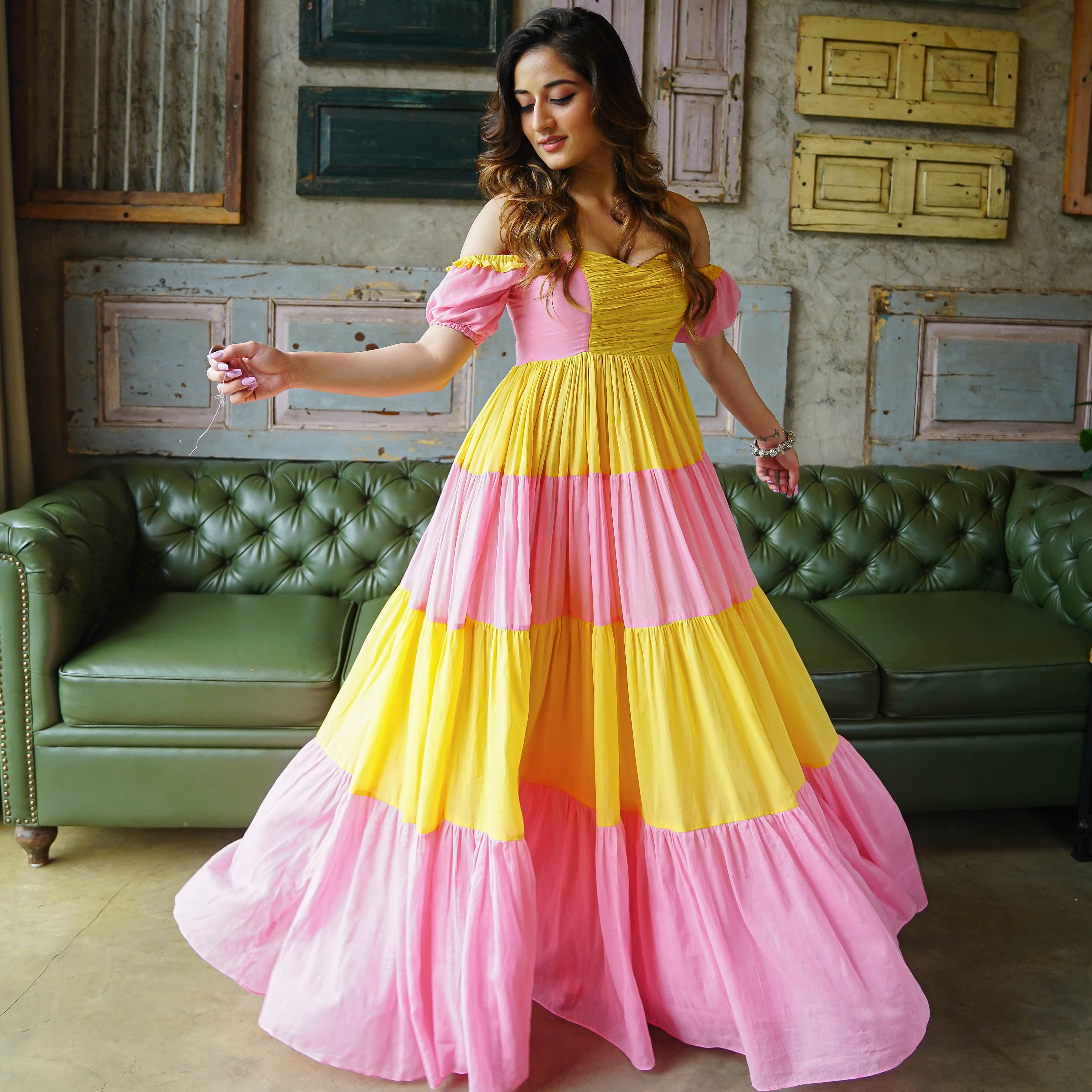 Tiered cotton maxi dress 