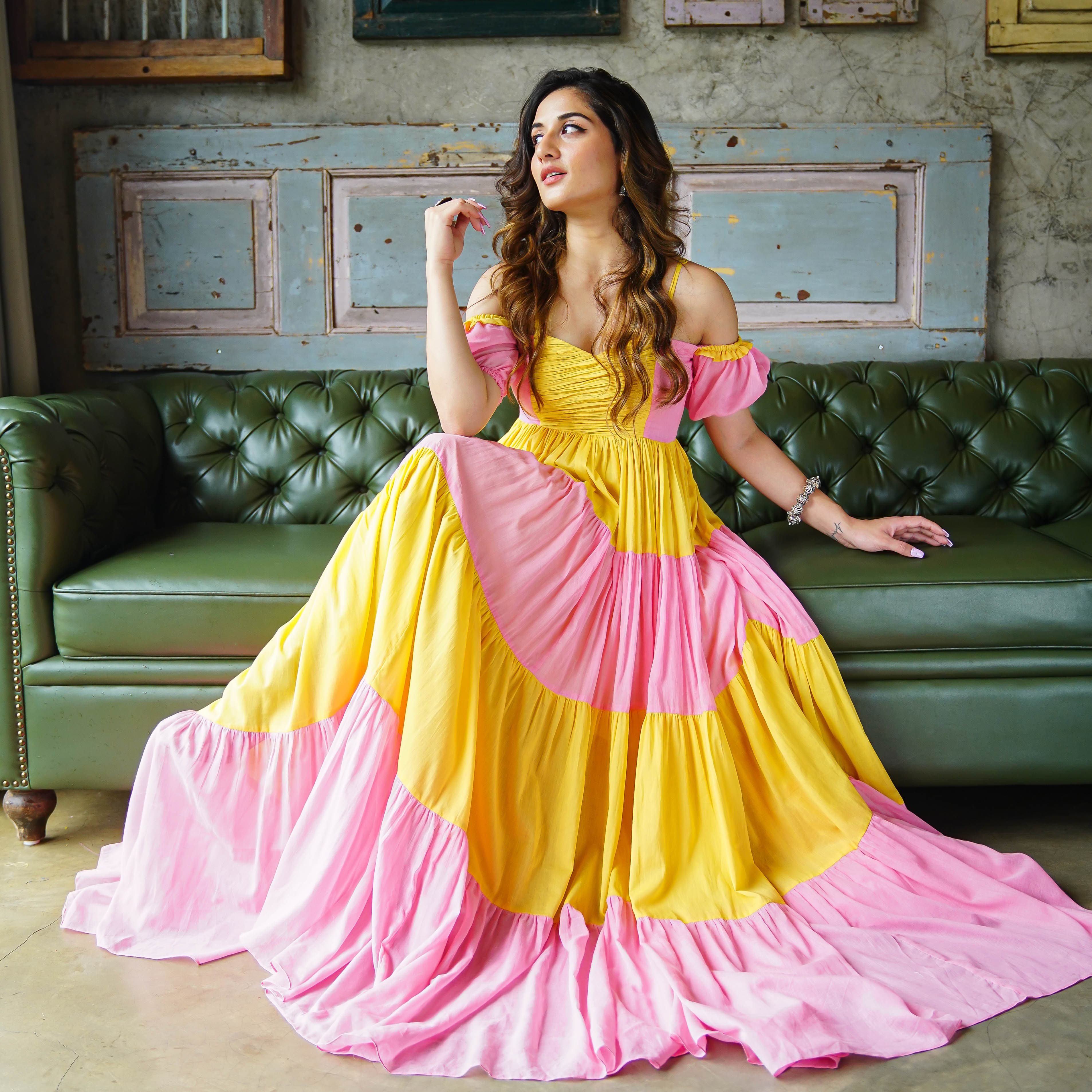 open lace back dress Buy Baby Pink Georgette Anarkali Long Dress Online main image 0