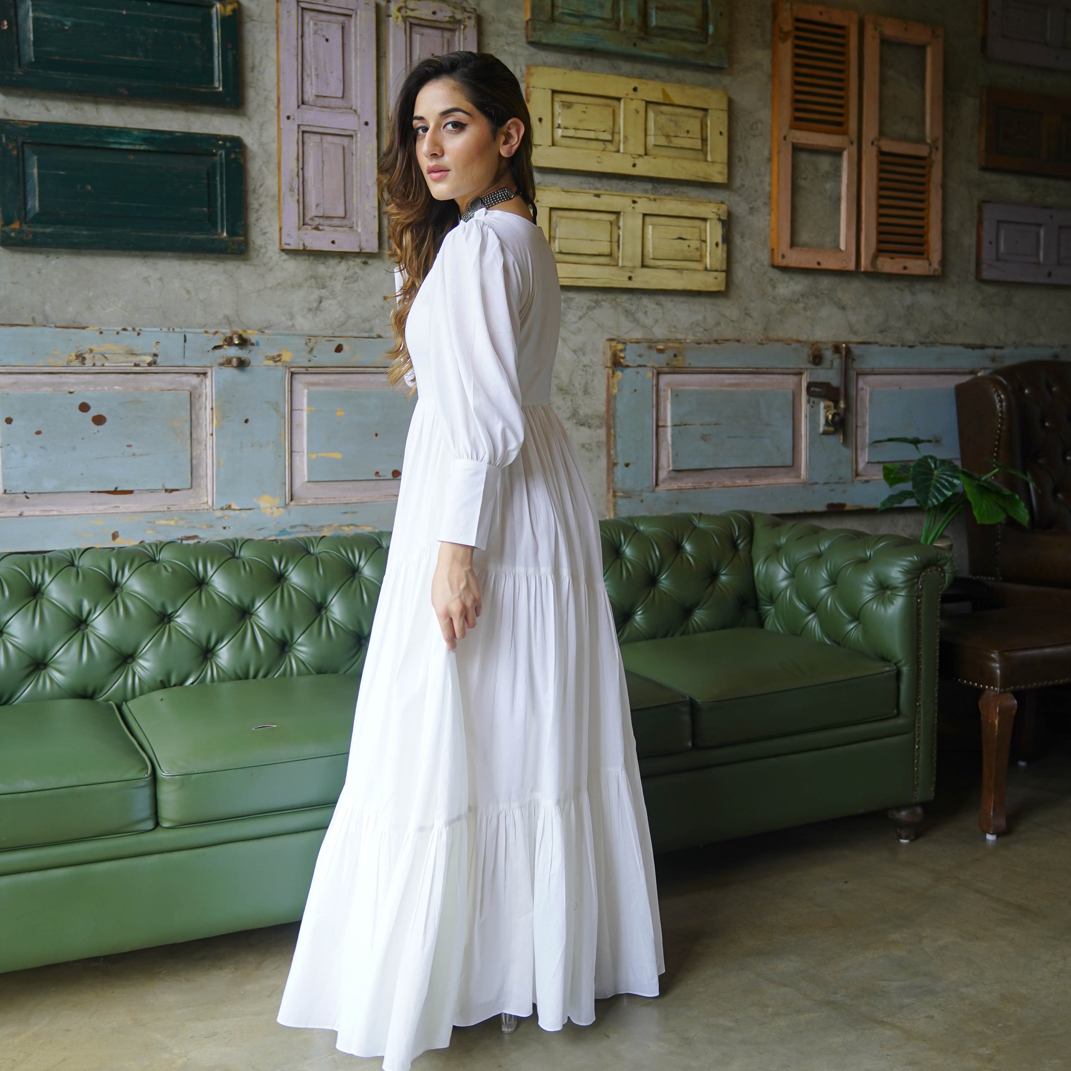 white christmas dresses Buy Bunaai Women's Pure White Cotton Maxi Dress Online- Bunaai