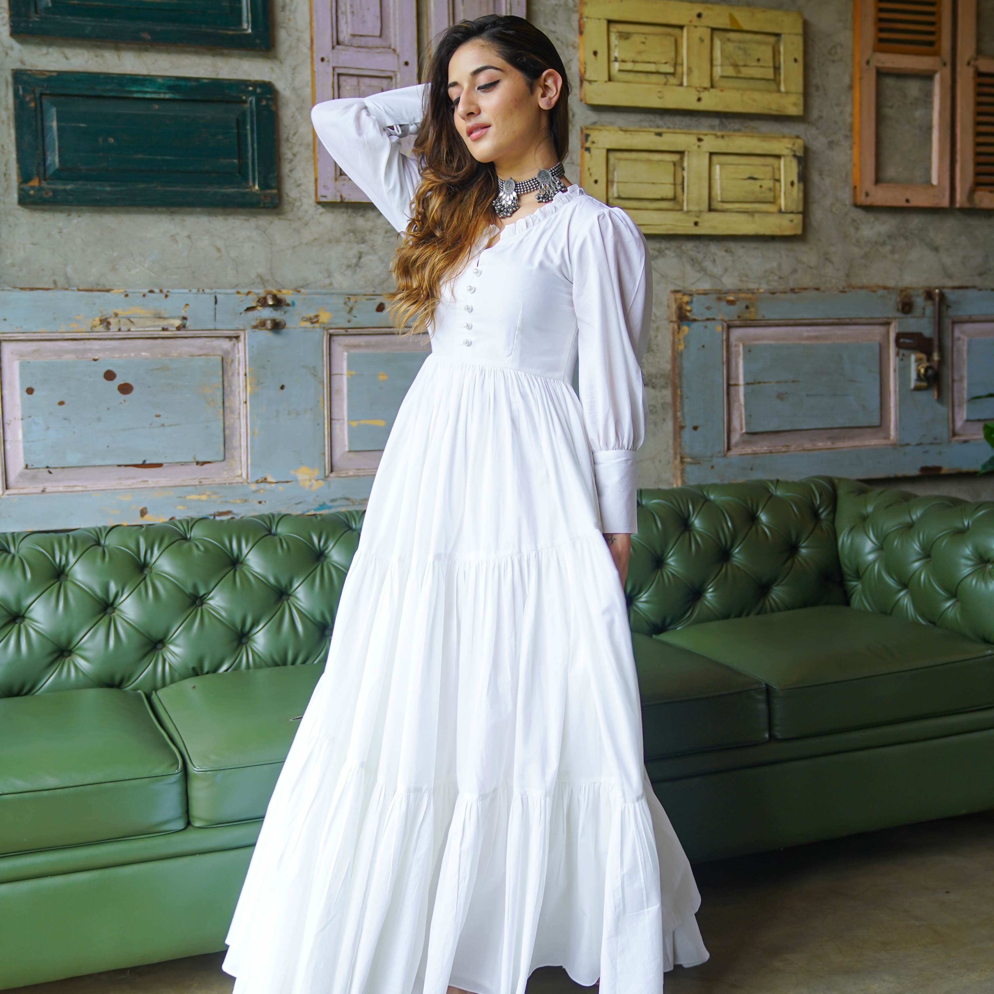 slim fit dress slacks Buy Bunaai Women's Pure White Cotton Maxi Dress Online- Bunaai