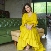 Yellow long cotton dress