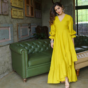  Bella Yellow Long Cotton Maxi Dress For Women Online
