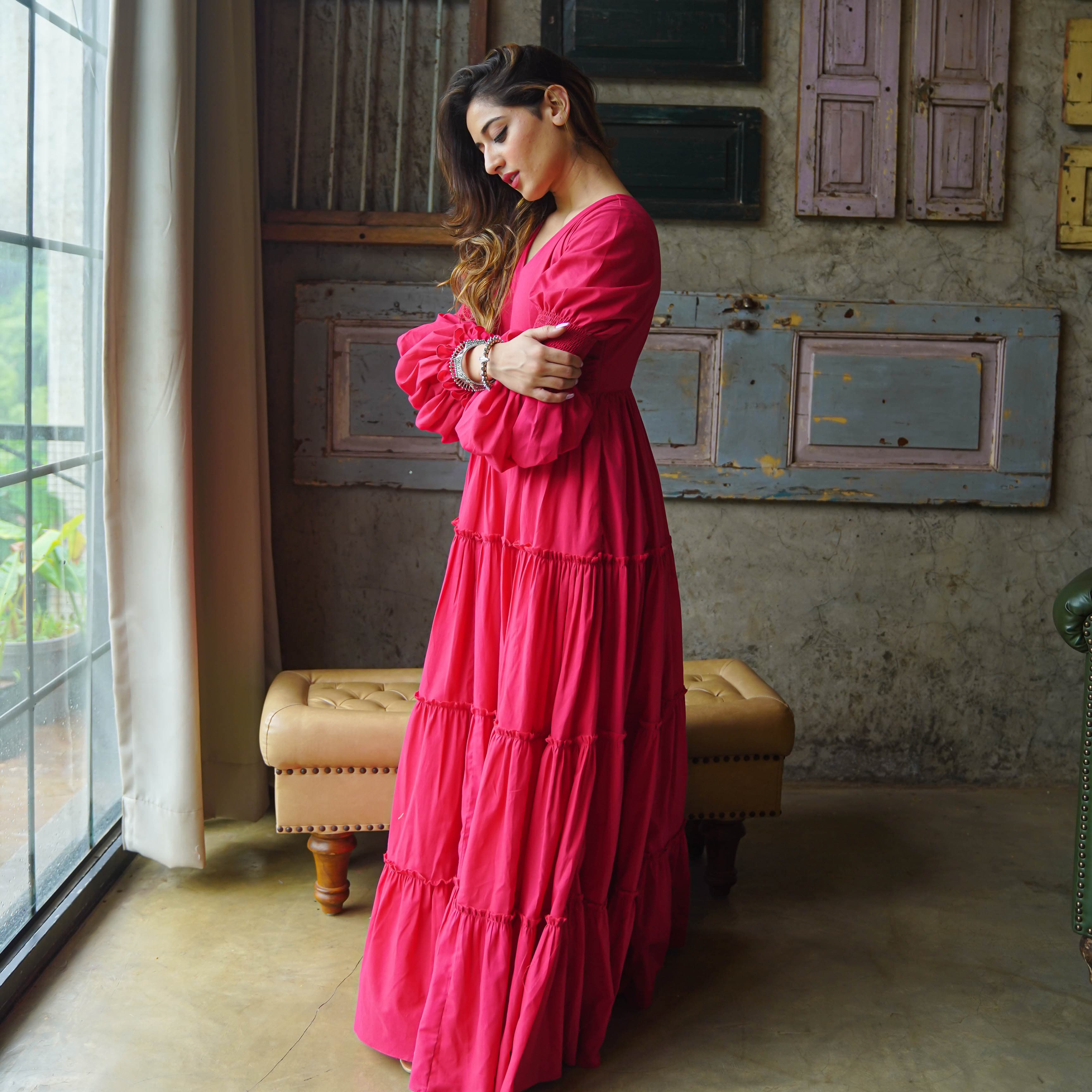 Buy Bunai Amara Belt Pink Cotton Maxi Dress For Women Online Buy Bunai Amara Belt Pink Cotton Maxi Dress For Women Online