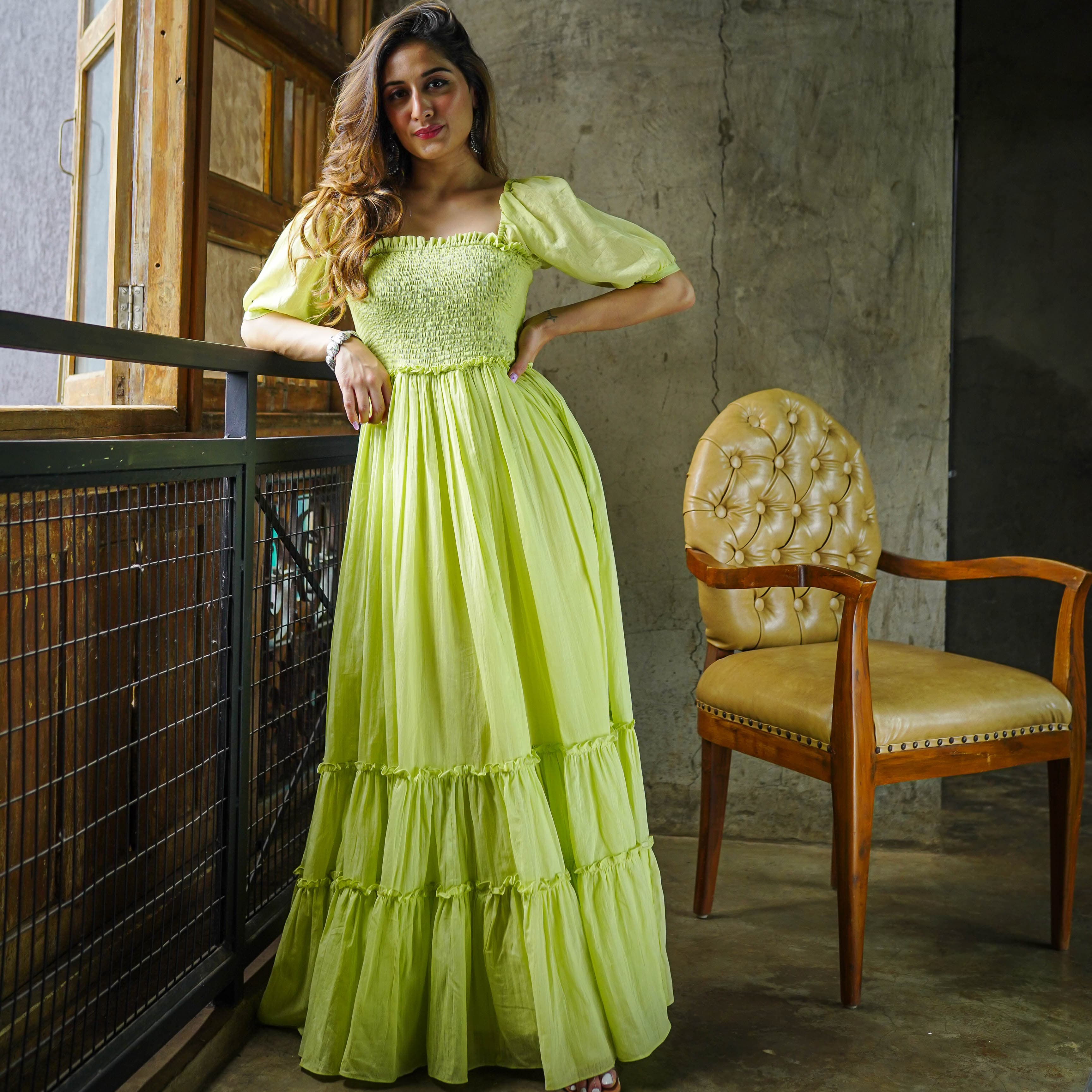 and maxi dress online india Buy Bunai Mylah Green Cotton Maxi Dress For Women Online