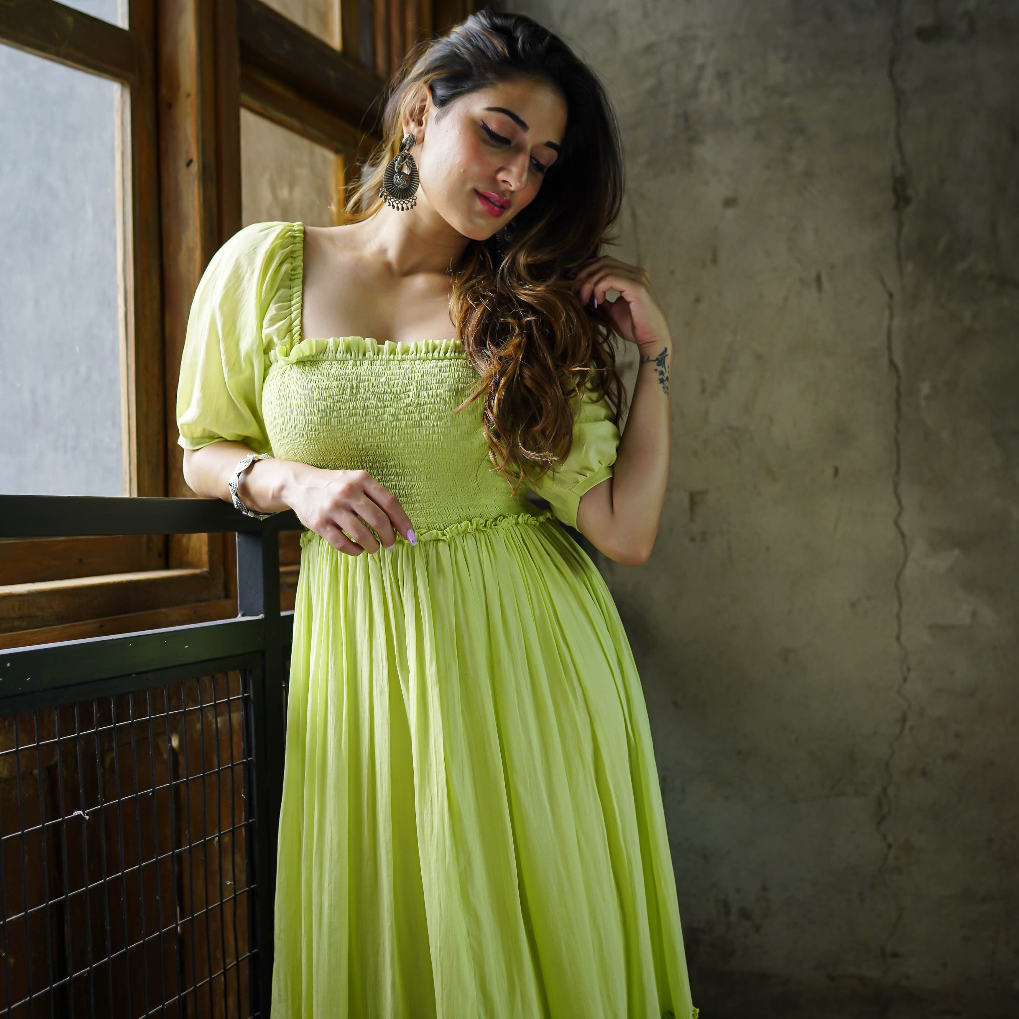 Buy Bunaai Mylah Green Cotton Maxi Dress For Women Online Buy Bunaai Mylah Green Cotton Maxi Dress For Women Online