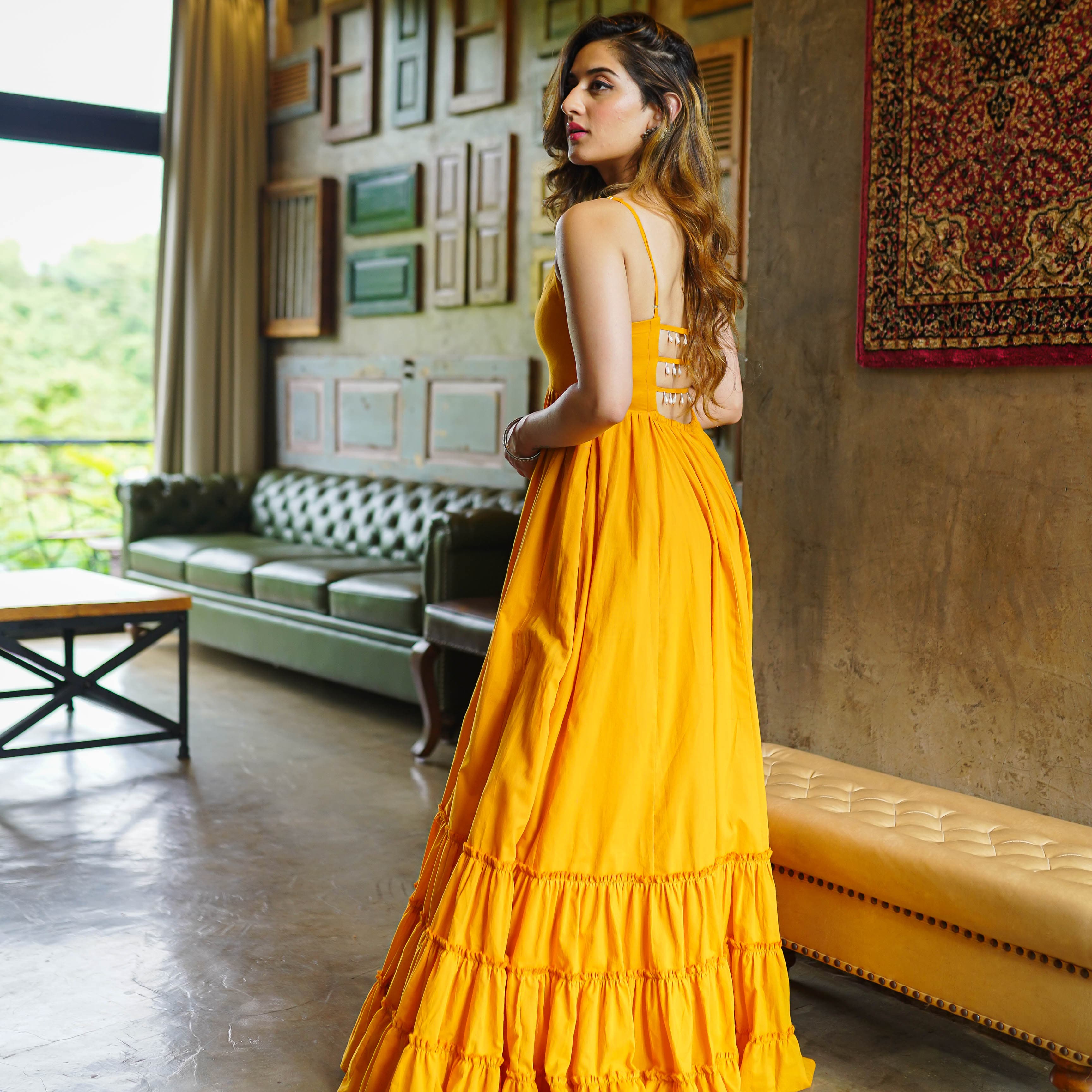 Buy Bunaai Olivia Mustard Cotton Maxi Dress For Women Online Buy Bunaai Olivia Mustard Cotton Maxi Dress For Women Online