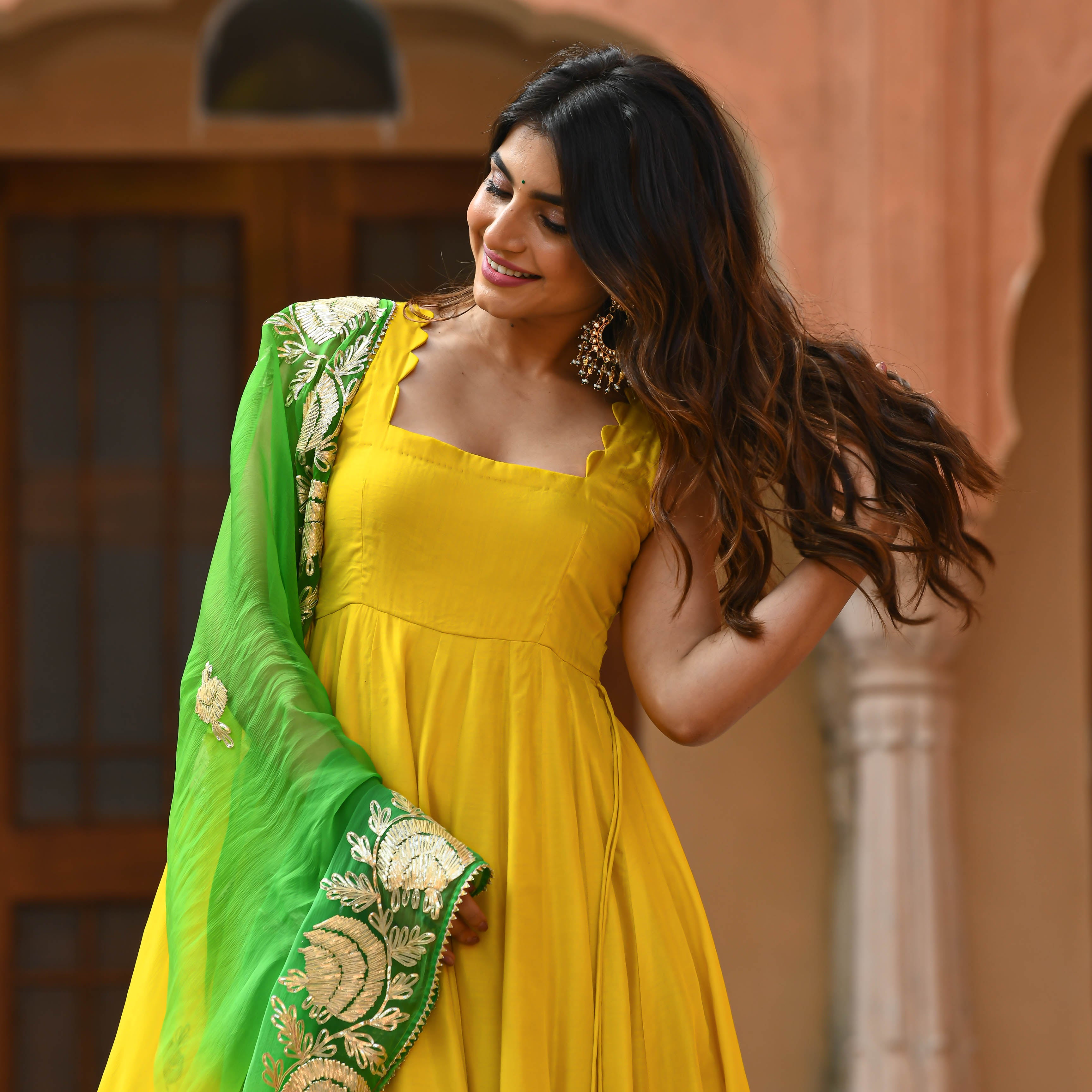 yellow and green dress for women Nevara Dress - Green Tea main image 0