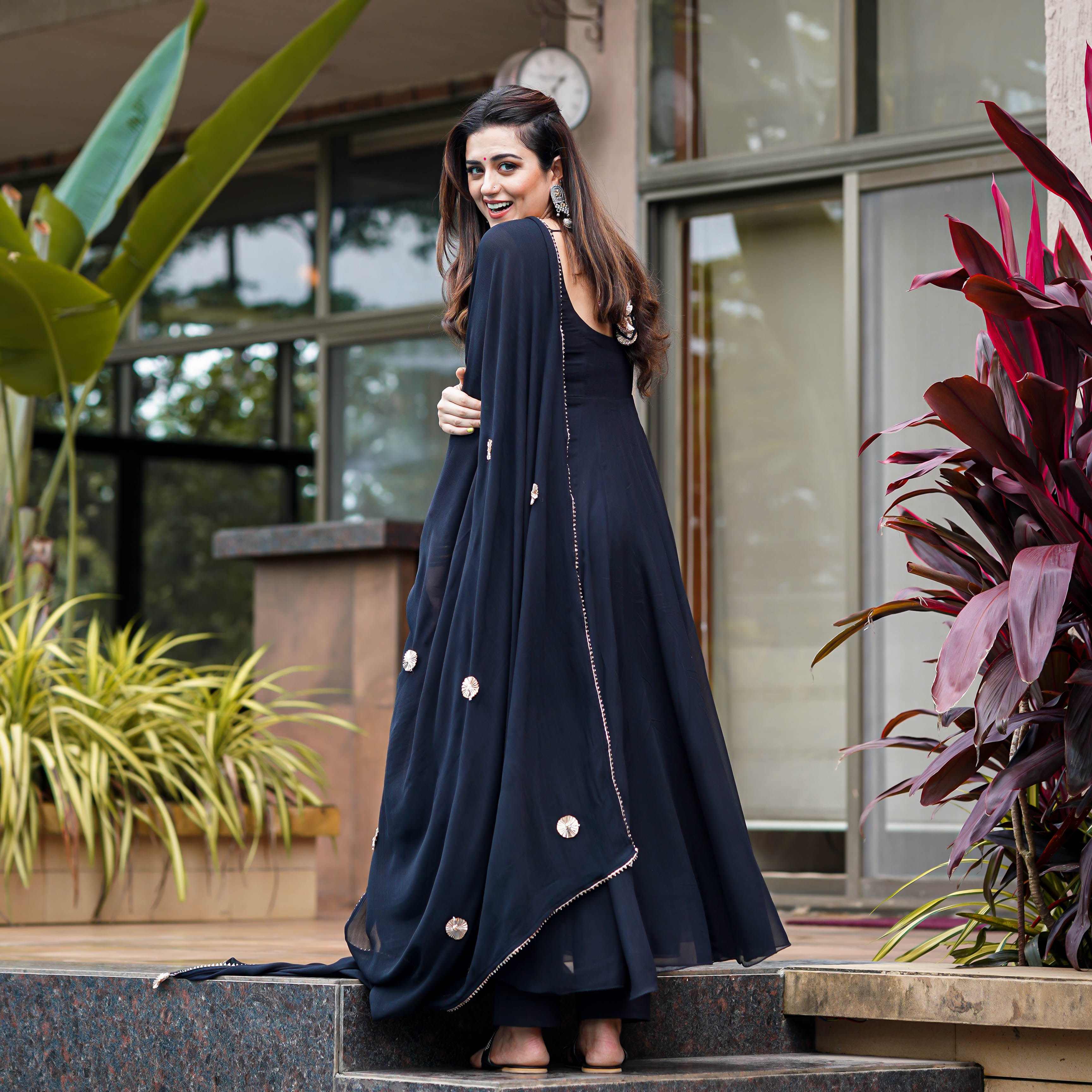 Buy Bunaai Black Georgette Designer Anarkali Suit Set For Women Online Buy Bunaai Black Georgette Designer Anarkali Suit Set For Women Online
